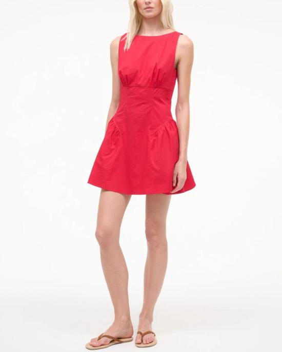  스타우드 숏 원피스 스토드 그웬 미니 드레스 체리 레드 - STAUD