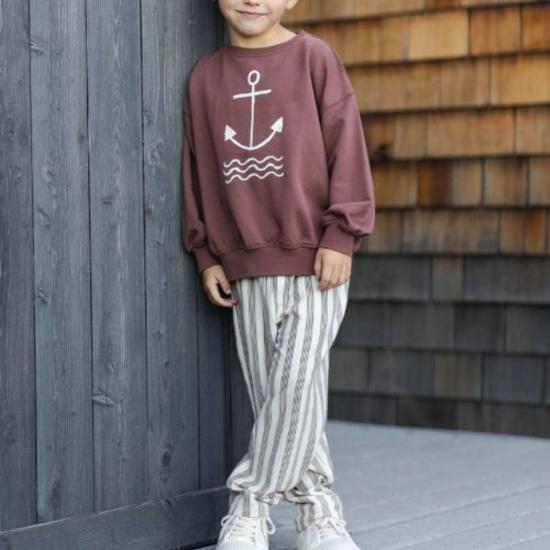  [키즈] Rylee + Cru 트레이닝/조거 팬츠 키즈 라일리 + 크루 로리  브라운 스트라이프 - RYLEE AND CRU