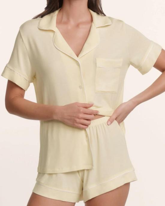  에버제이 라운지 웨어 지젤 릴랙스드 숏 파자마 세트 버터크림/아이보리 - EBERJEY
