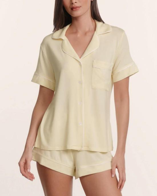  에버제이 라운지 웨어 지젤 릴랙스드 숏 파자마 세트 버터크림/아이보리