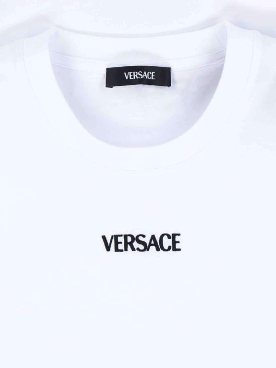  베르사체 반팔 티셔츠 로고 티셔츠 화이트 - VERSACE