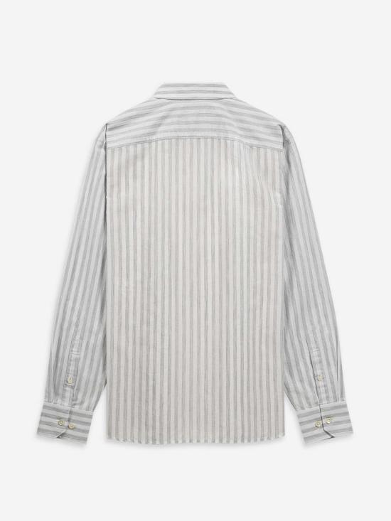  O.N.S 긴팔 셔츠 아서 벵갈 스트라이프  브라이트 화이트/라이트 그레이 헤더 스트라이프 - O.N.S