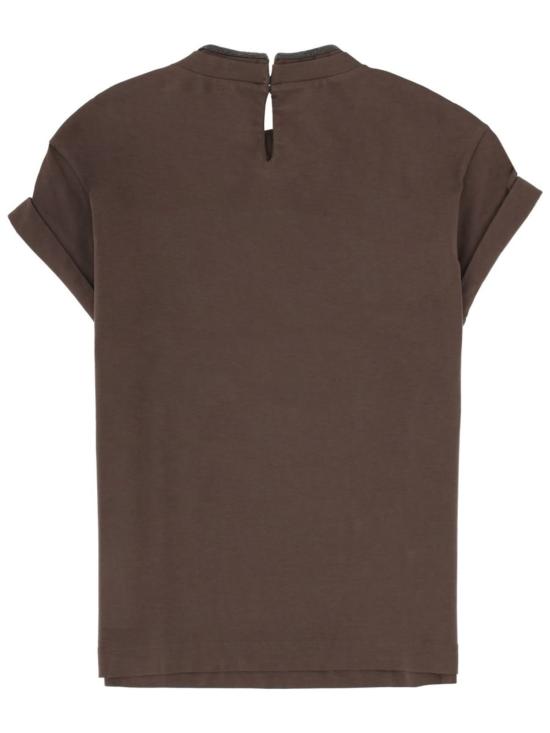  브루넬로 쿠치넬리 반팔 티셔츠 코튼 저지 티셔츠 브라운 - BRUNELLO CUCINELLI
