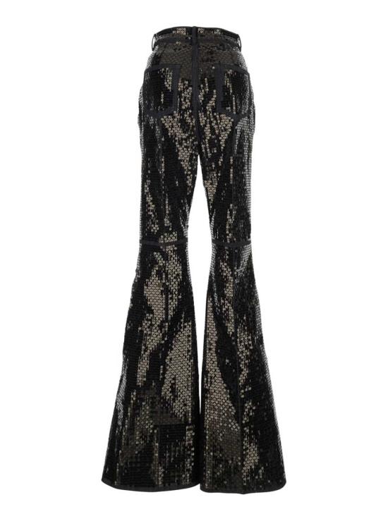  릭 오웬스 데님 팬츠 볼란 플레어 라인스톤 와이드 레그 진 블랙 - RICK OWENS