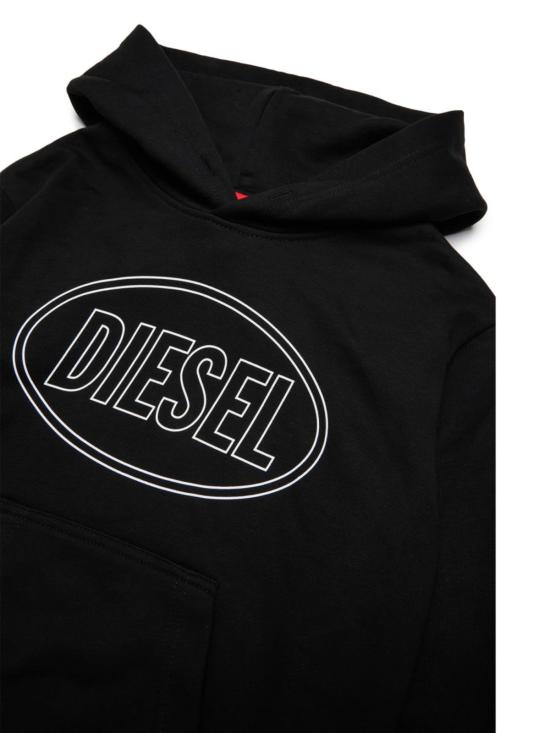  [키즈] 디젤 풀오버 로고가 있는 아동용 블랙 스웨트셔츠 - DIESEL