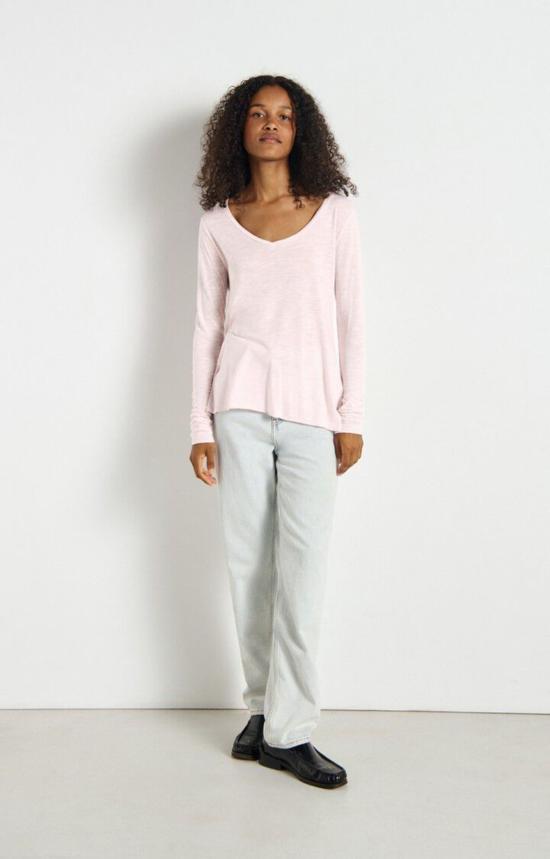  아메리칸 빈티지 긴팔 티셔츠 잭슨빌 긴팔 브이넥 티셔츠 빈티지 마시멜로 - AMERICAN VINTAGE