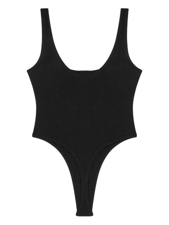  베르사체 바디수트 티셔츠 로고 코튼 바디수트 블랙 - VERSACE