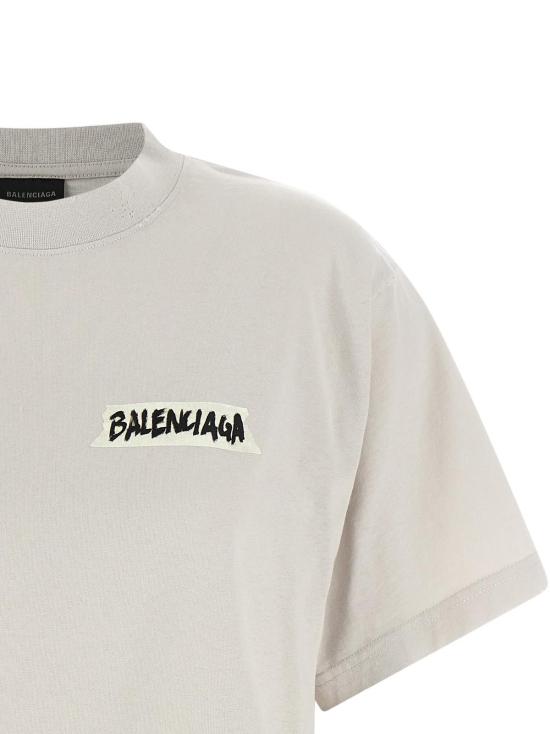 발렌시아가 반팔 티셔츠 마스킹 테이프 티셔츠 그레이 - BALENCIAGA