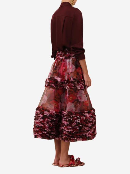  짐머만 블라우스 루나 새틴 셔츠 와인 - ZIMMERMANN