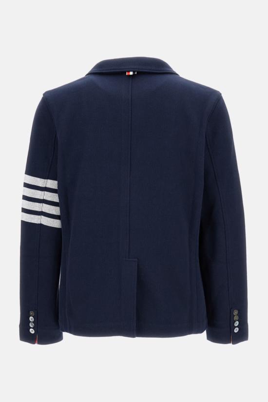  톰브라운 수트 자켓 톰 브라운 더블 페이스 니트 4바 색 재킷 블레이저 블루 - THOM BROWNE