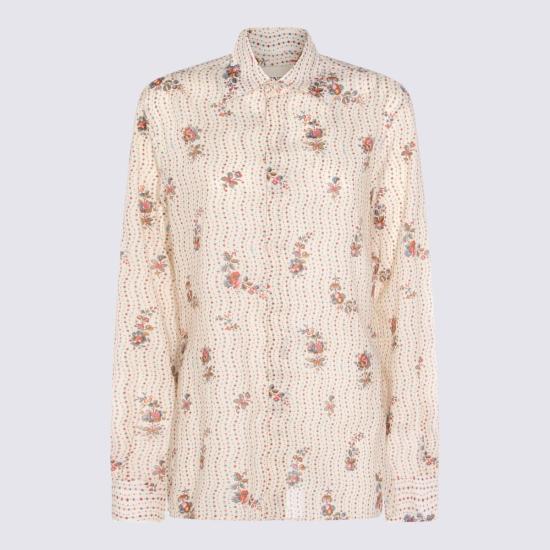  발렌티노 가라바니 긴팔 셔츠 발렌티노 멀티컬러 코튼 셔츠 레드