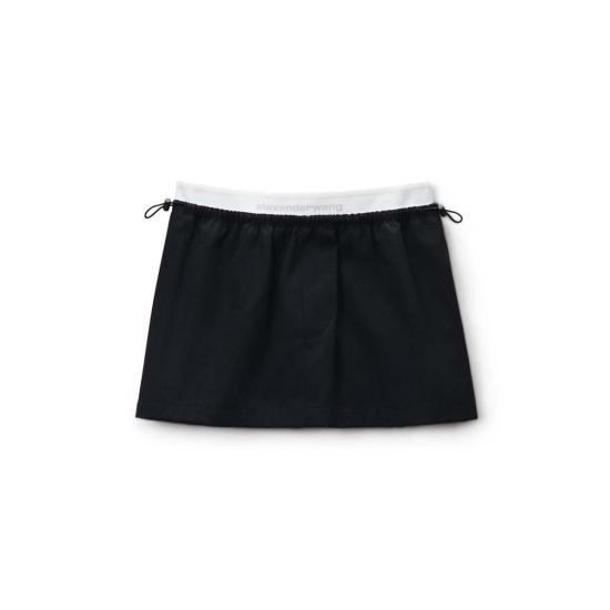  알렉산더 왕 숏 스커트 미드라이즈 미니 로고 엘라스틱 스커트 블랙