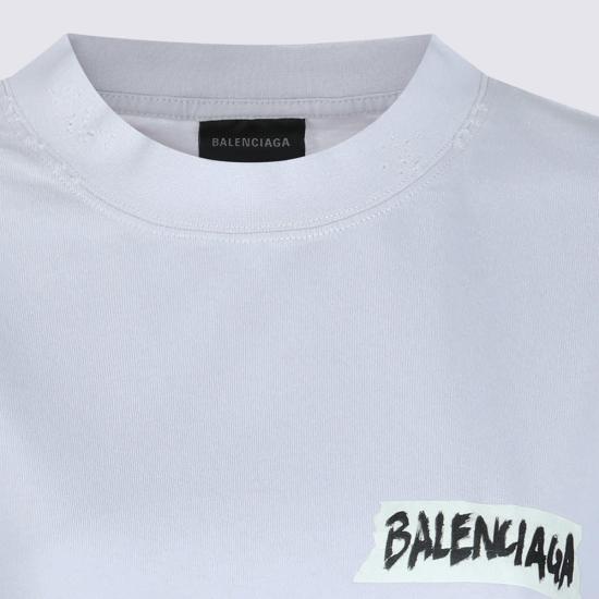  발렌시아가 반팔 티셔츠 코튼 티셔츠 더티 화이트 - BALENCIAGA