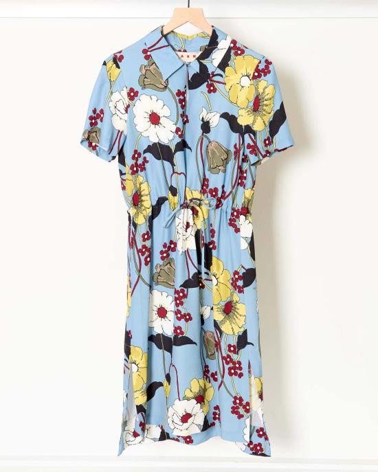  마르니 미디 원피스 블루 플로럴 드레스