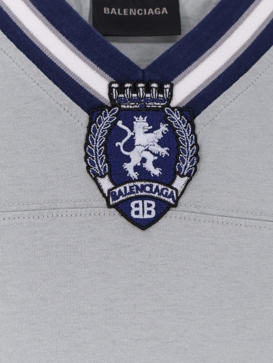  발렌시아가 반팔 티셔츠 3 B 축구 저지 티셔츠 그레이/화이트 - BALENCIAGA