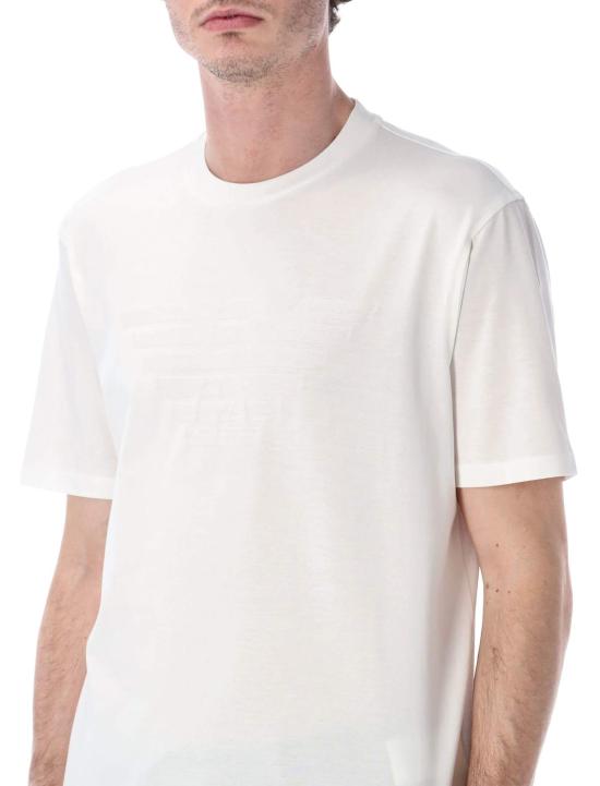  엠포리오 아르마니 반팔 티셔츠 인타르시아 로고 티셔츠 화이트 - EMPORIO ARMANI
