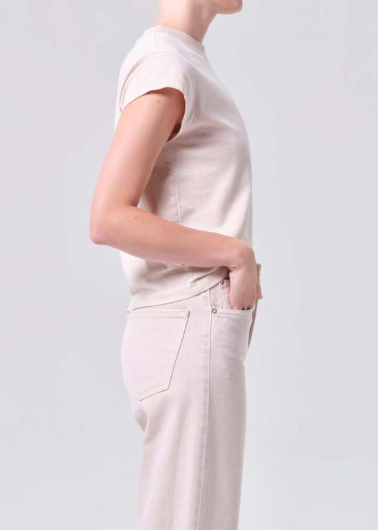  에이골디 반팔 티셔츠 아골드 롱 라인 브라이스 캡 슬리브 티셔츠 파운데이션 - AGOLDE