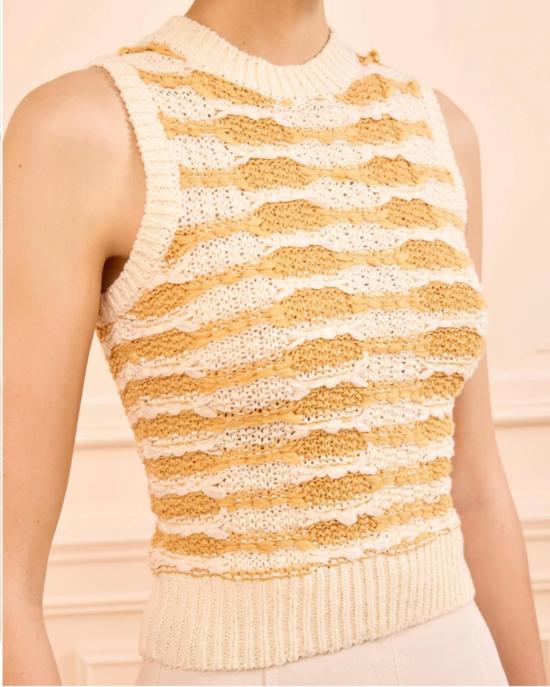  울라 존슨 블라우스 파트리치아 슬릭 니트 탑 비치 - ULLA JOHNSON