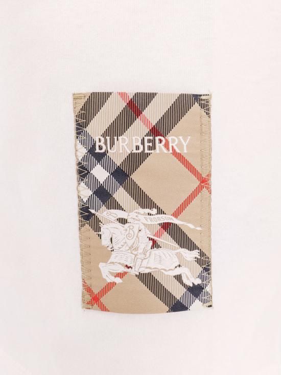  버버리 반팔 티셔츠 EKD 디테일 티셔츠 화이트 - BURBERRY
