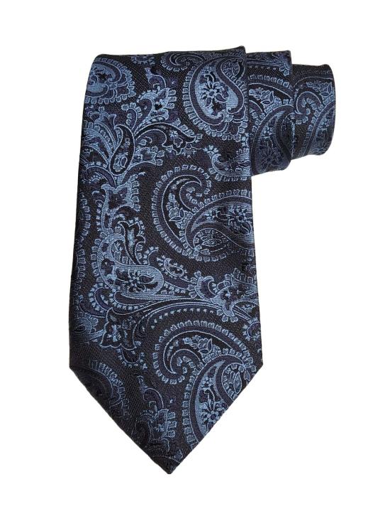  에트로 넥타이 자카드 페이즐리 프린트 실크  (블루)