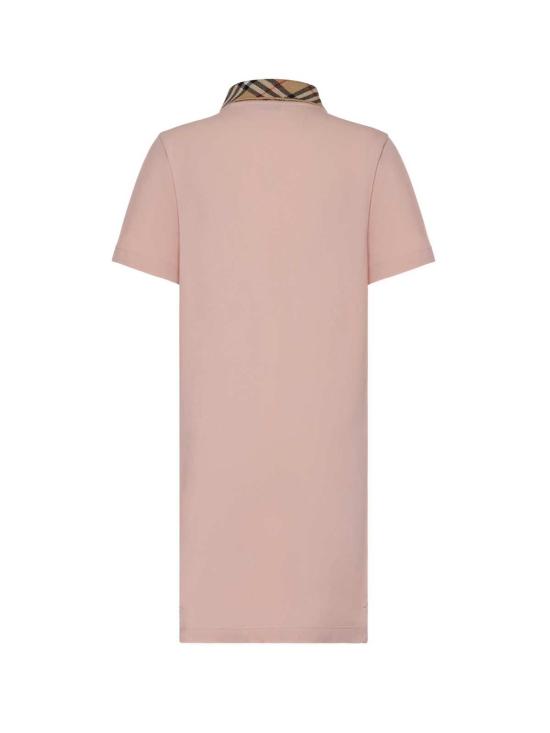  버버리 미디 원피스 코튼 폴로 드레스 (체크 칼라, 포지 핑크) - BURBERRY