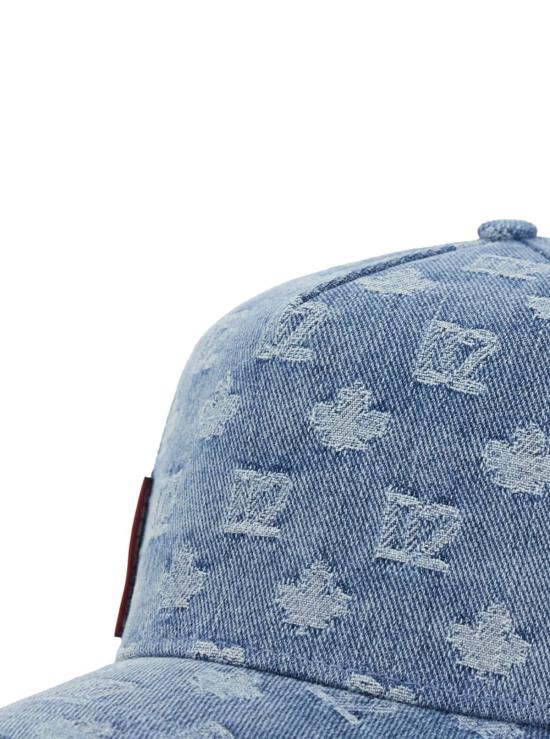  디스퀘어드2 모자 Dsquared2 라이트 블루 데님 소재 베이스볼 캡 (전체 로고 디자인) - DSQUARED2
