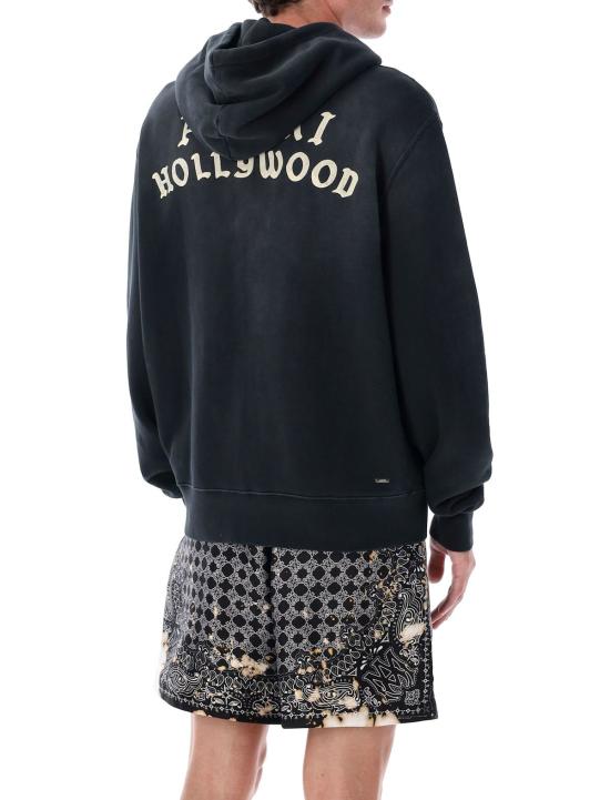  아미리 긴팔 티셔츠 할리우드 그래픽 지퍼 후드티 블랙 - AMIRI