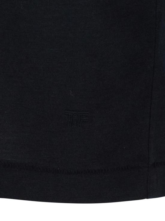  톰포드 반팔 티셔츠 톰 포드 크루넥 로고 자수 티셔츠 블랙 - TOMFORD
