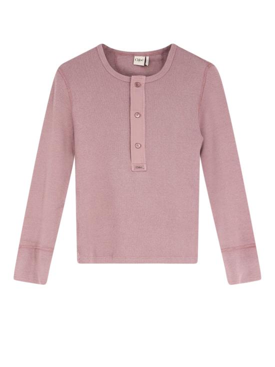  끌로에 긴팔 티셔츠 클로에 골지 코튼 티셔츠 블러시 퍼플