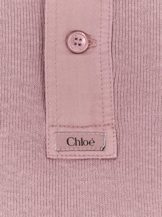  끌로에 긴팔 티셔츠 클로에 골지 코튼 티셔츠 블러시 퍼플 - CHLOE