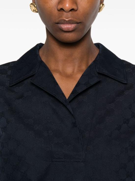  구찌 반팔 티셔츠 GG 폴로 셔츠 블루 - GUCCI