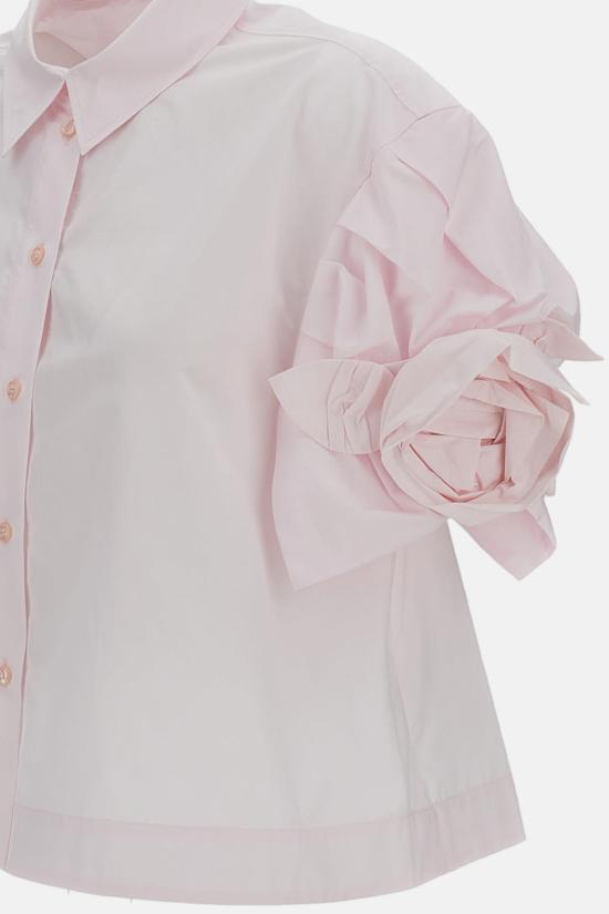  시몬로샤 셔츠 시몬 로샤 크롭 로즈 퍼프 슬리브 셔츠 핑크 - SIMONE ROCHA