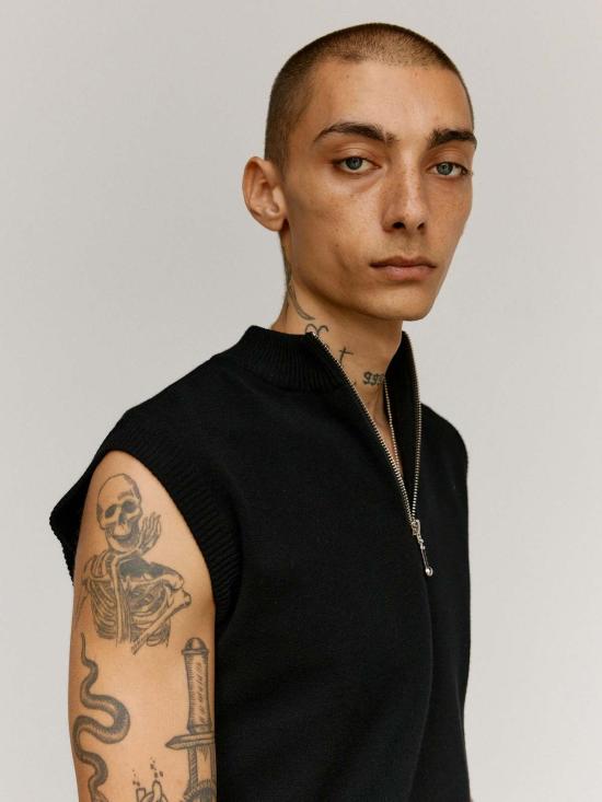  어니스트 더블유 베이커 폴로 티셔츠 어니스트 W. 베이커 비스코스 지퍼 민소매 폴로 셔츠