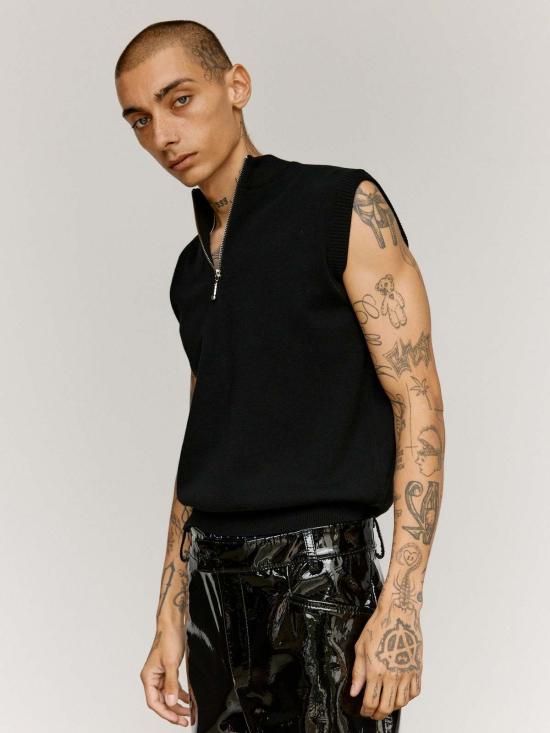  어니스트 더블유 베이커 폴로 티셔츠 어니스트 W. 베이커 비스코스 지퍼 민소매 폴로 셔츠 - ERNEST W. BAKER