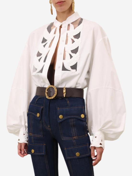  짐머만 블라우스 지머만 루나 아플리케  아이보리 - ZIMMERMANN