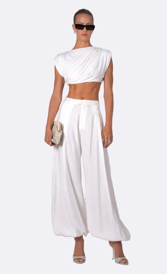  논살란트 레이블 블라우스 논샬런트 라벨 루신다 크롭탑 화이트 - NONCHALANT LABEL