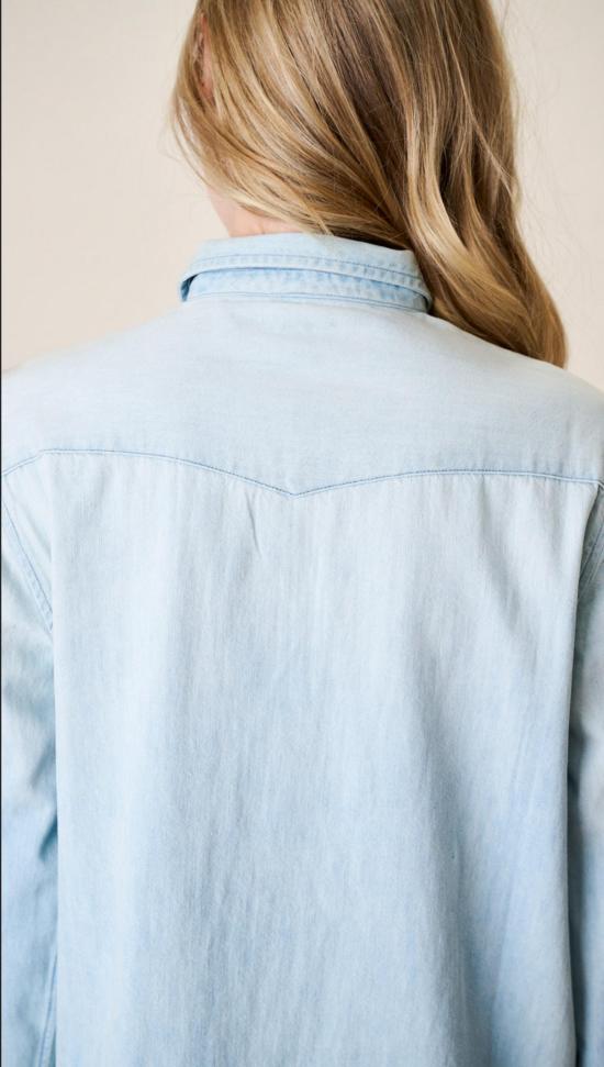  Marea 셔츠 마레아 데님 웨스턴 셔츠 페일 워시 - MAREA