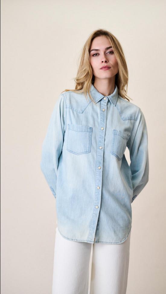  Marea 셔츠 마레아 데님 웨스턴 셔츠 페일 워시 - MAREA