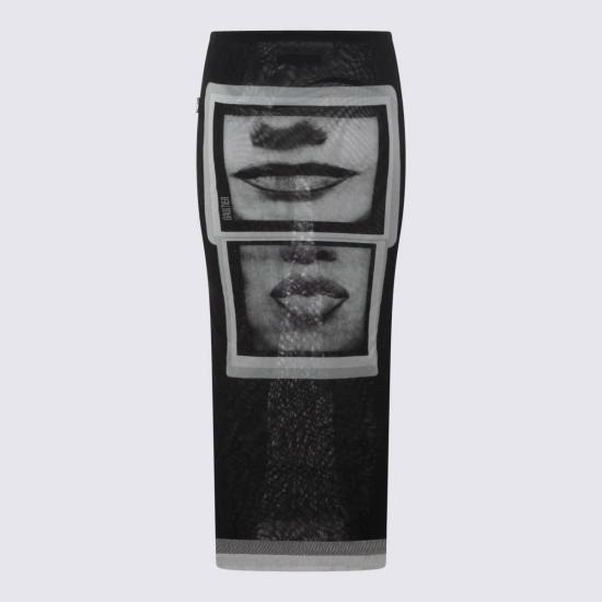  장 폴 고티에 롱 스커트 블랙 앤 화이트  블랙/그레이/화이트 - JEAN PAUL GAULTIER