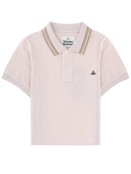  비비안웨스트우드 반팔 티셔츠 비비안 웨스트우드 로고가 새겨진 라일락색 폴로 셔츠