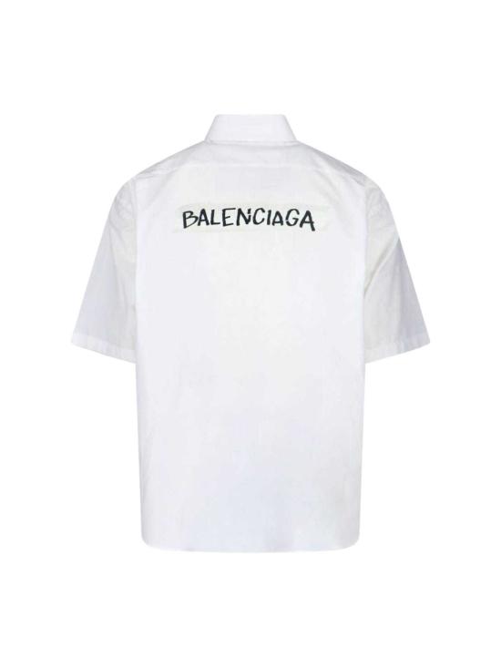  발렌시아가 반팔 셔츠 마스킹 테이프 셔츠 화이트 - BALENCIAGA