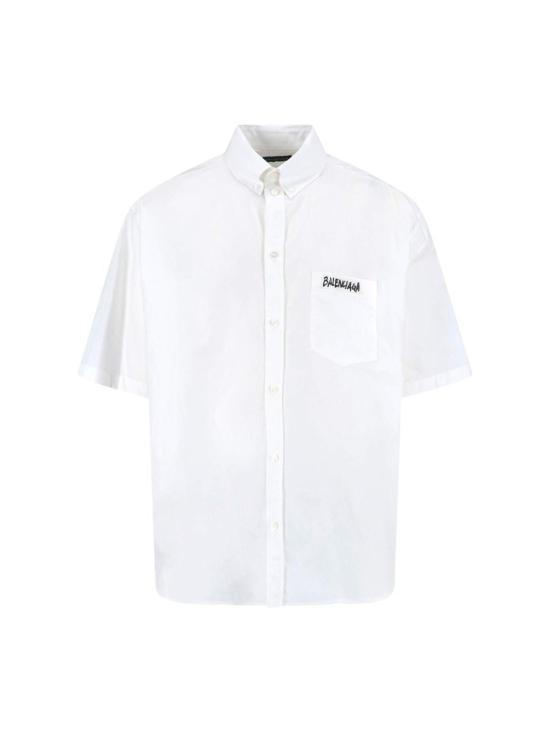  발렌시아가 반팔 셔츠 마스킹 테이프 셔츠 화이트