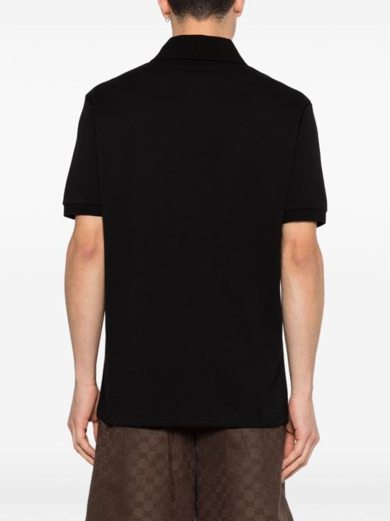  구찌 폴로 티셔츠 코튼 폴로 셔츠 블랙 - GUCCI