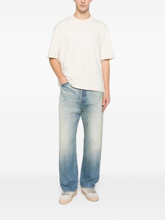  골든구스 반팔 티셔츠 골든 구스 코튼 티셔츠 탑 화이트 - GOLDEN GOOSE