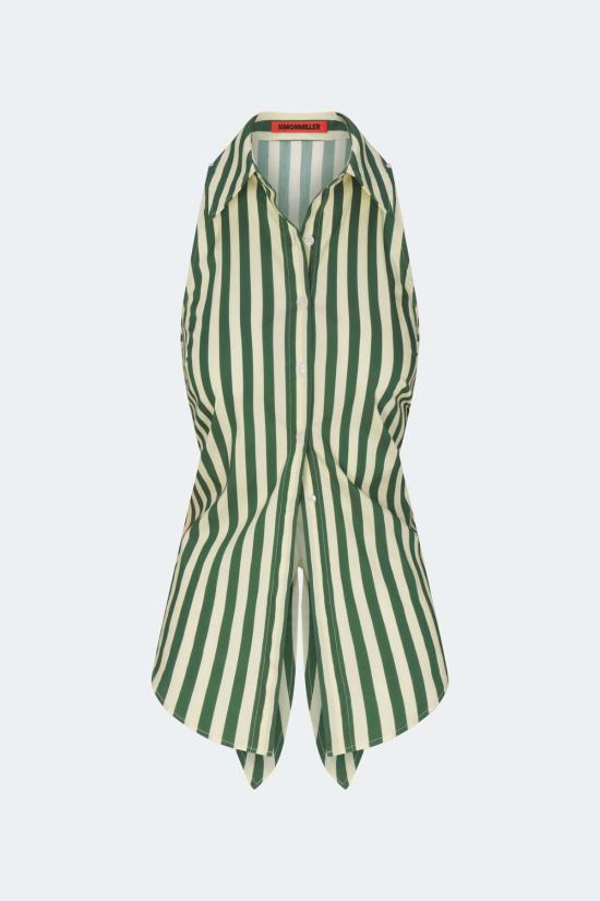  사이먼밀러 블라우스 사이먼 밀러 로흐 슬리브리스 포플린 버튼업 탑 구미 그린/에크루