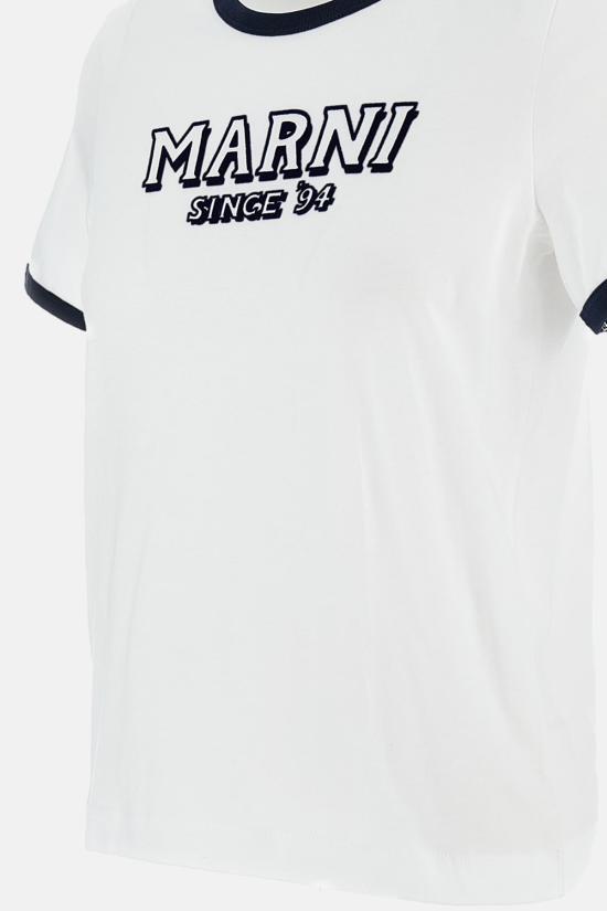  마르니 반팔 티셔츠 로고 티셔츠 화이트 - MARNI