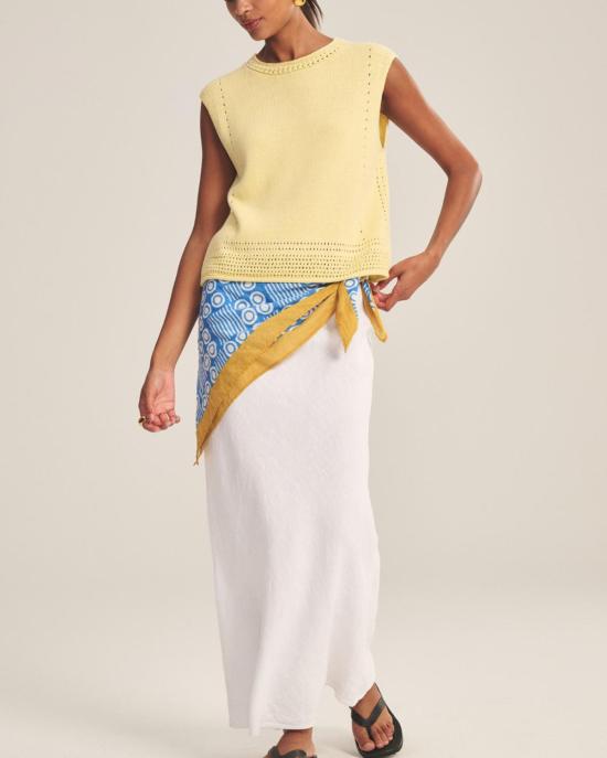  벨벳 반팔 티셔츠 바니 캡 슬리브 크루넥 탑 버터 - VELVET