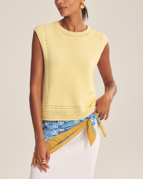  벨벳 반팔 티셔츠 바니 캡 슬리브 크루넥 탑 버터 - VELVET