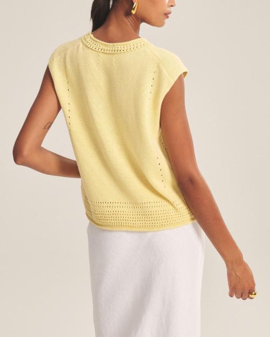  벨벳 반팔 티셔츠 바니 캡 슬리브 크루넥 탑 버터 - VELVET