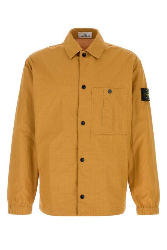  스톤 아일랜드 자켓 오커 코튼 재킷 머스타드